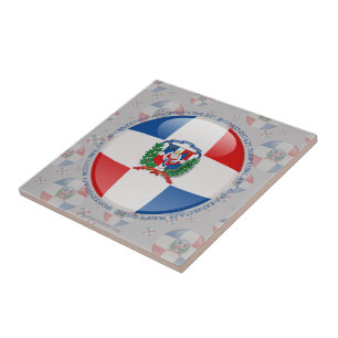 Dominican Republic Bubble Flag Ceramic Tile