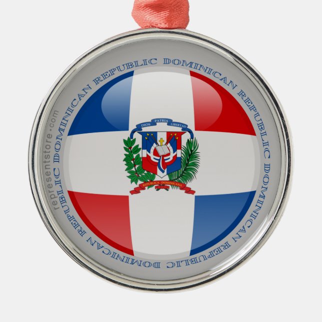 Dominican Republic Bubble Flag Metal Ornament (Front)
