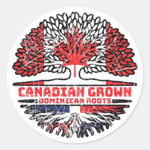 Dominican Republic Canadian Canada Tree Roots Flag Classic Round Sticker