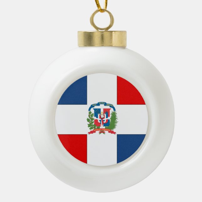 Dominican Republic Ceramic Ball Christmas Ornament (Front)