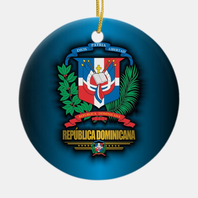 Dominican Republic COA Ceramic Tree Decoration (Front)