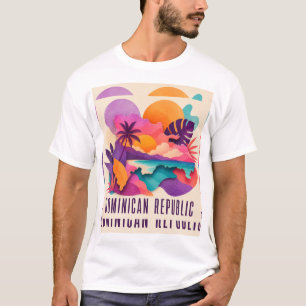 Dominican Republic Contemporary Caribbean Collage T-Shirt