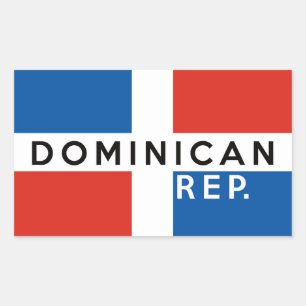 dominican republic country flag symbol name text rectangular sticker