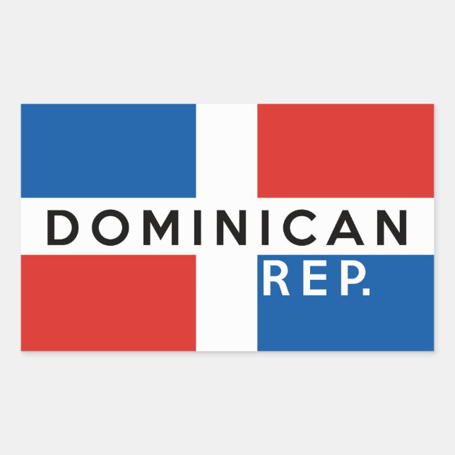 dominican republic country flag symbol name text rectangular sticker (Front)