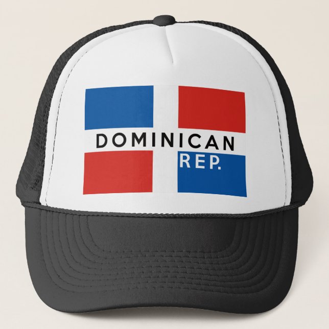 dominican republic country flag symbol name text trucker hat (Front)