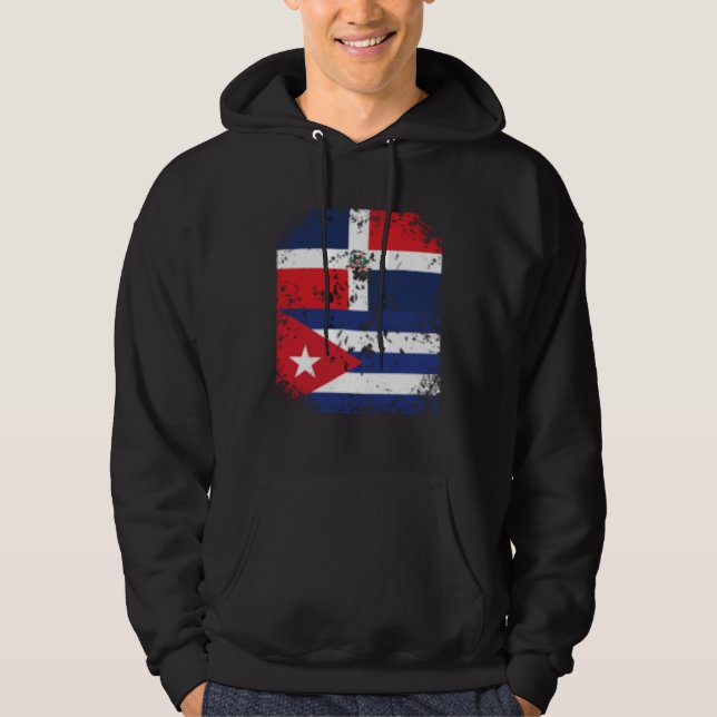 Dominican Republic Cuba Cuban Flag Dominicana Lati Hoodie (Front)