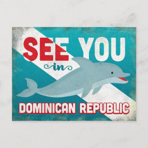 Dominican Republic Dolphin - Retro Vintage Travel Postcard