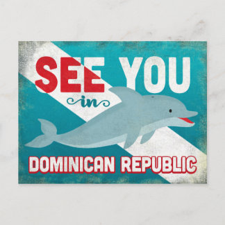 Dominican Republic Dolphin - Retro Vintage Travel Postcard