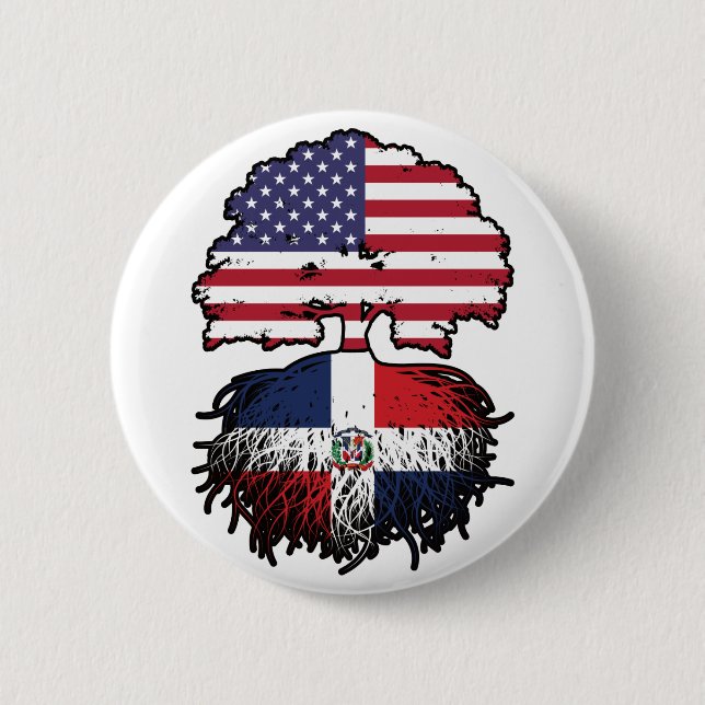 Dominican Republic Dominican American USA Tree 6 Cm Round Badge (Front)