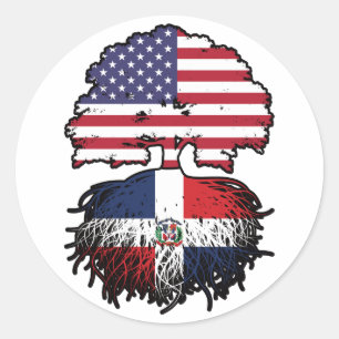 Dominican Republic Dominican American USA Tree Classic Round Sticker