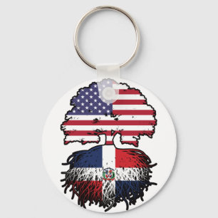 Dominican Republic Dominican American USA Tree Key Ring