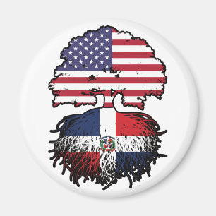 Dominican Republic Dominican American USA Tree Magnet