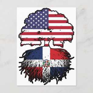 Dominican Republic Dominican American USA Tree Postcard