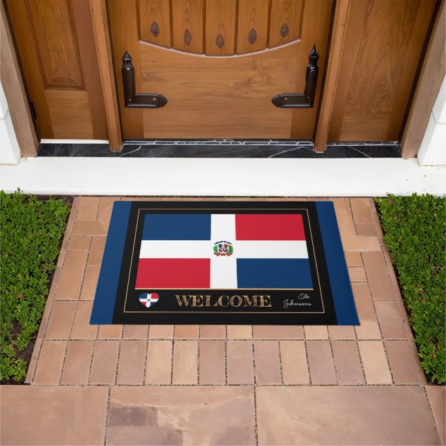 Dominican Republic & Dominican Flag house/ Welcome Doormat (Outdoor)