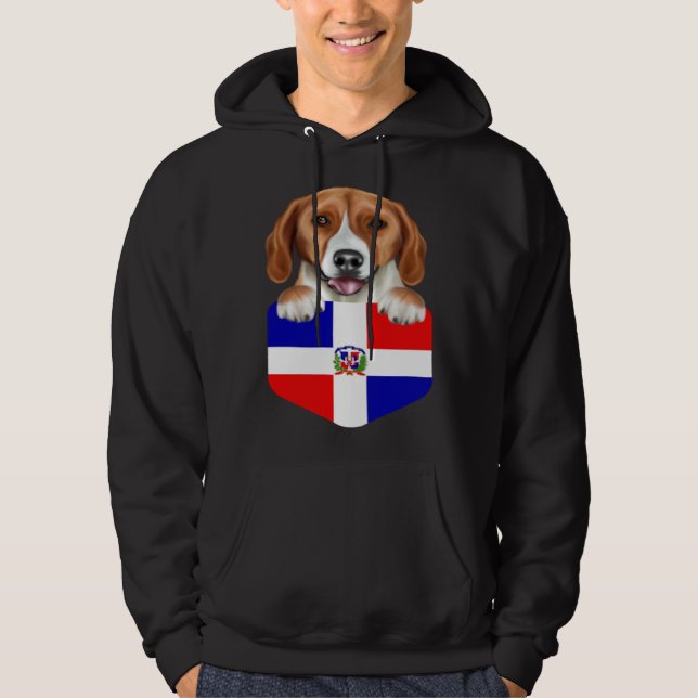 Dominican Republic Flag American Foxhound Dog In P Hoodie (Front)