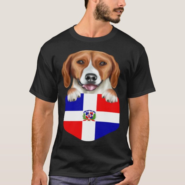 Dominican Republic Flag American Foxhound Dog In P T-Shirt (Front)