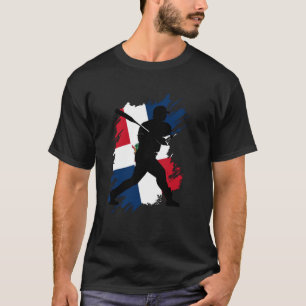 Dominican Republic Flag Baseball Player Sports T-Shirt