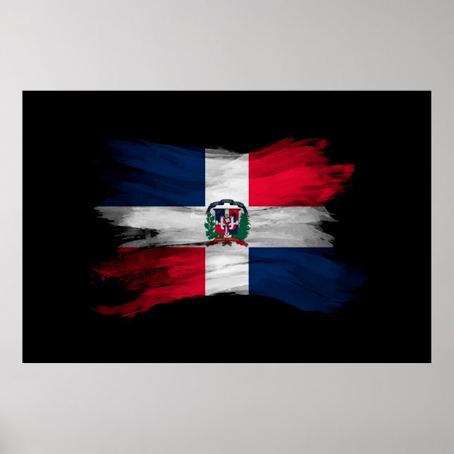 Dominican Republic flag brush stroke Poster (Front)
