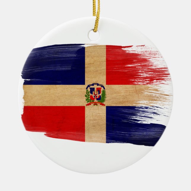 Dominican Republic Flag Ceramic Tree Decoration (Front)