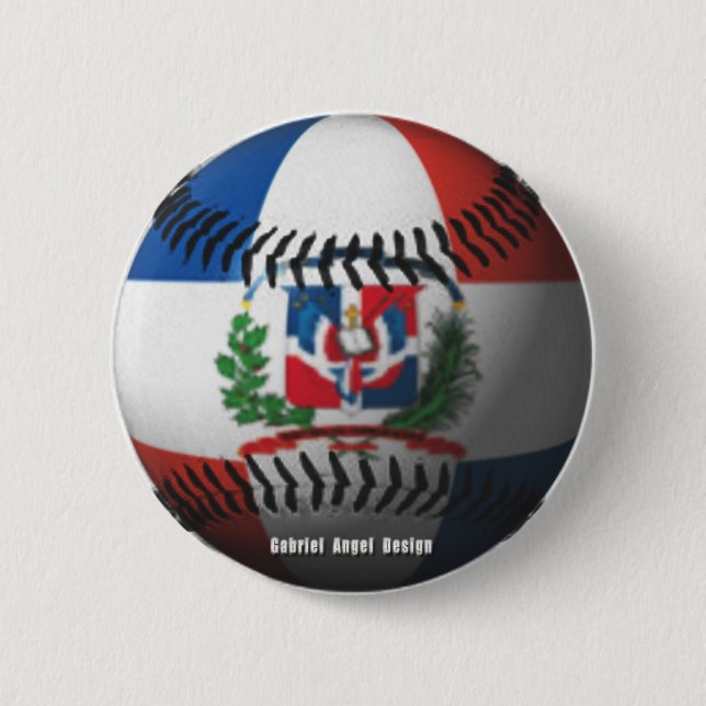 Dominican Republic Flag Covered Baseball 6 Cm Round Badge (Front)