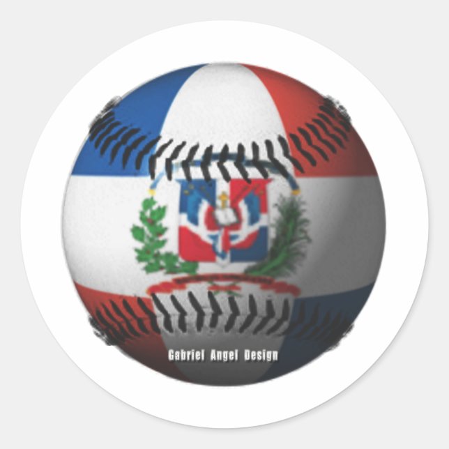 Dominican Republic Flag Covered Baseball Classic Round Sticker (Front)