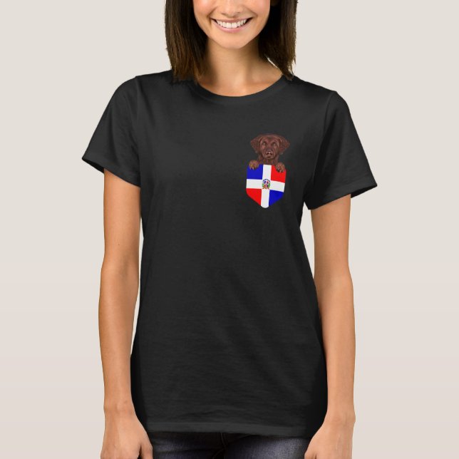 Dominican Republic Flag Curly Coated Retriever Dog T-Shirt (Front)