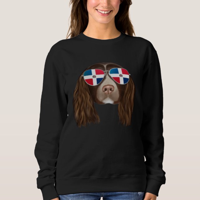 Dominican Republic Flag English Springer Spaniel D Sweatshirt (Front)