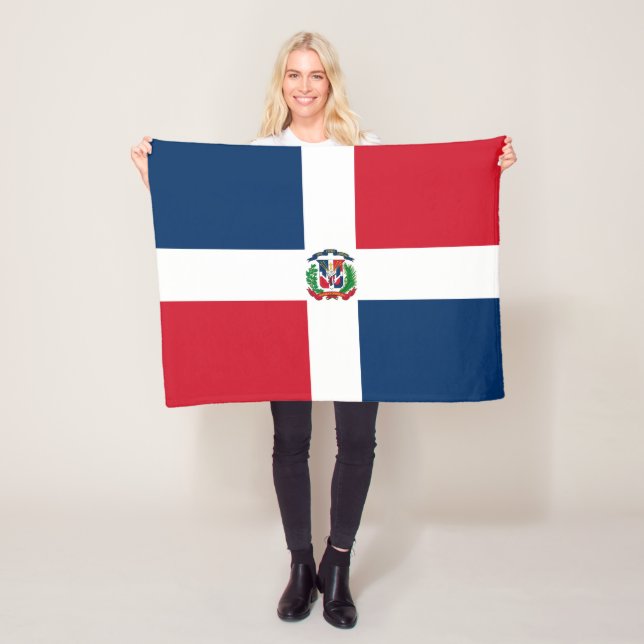 Dominican Republic Flag Fleece Blanket (In Situ)