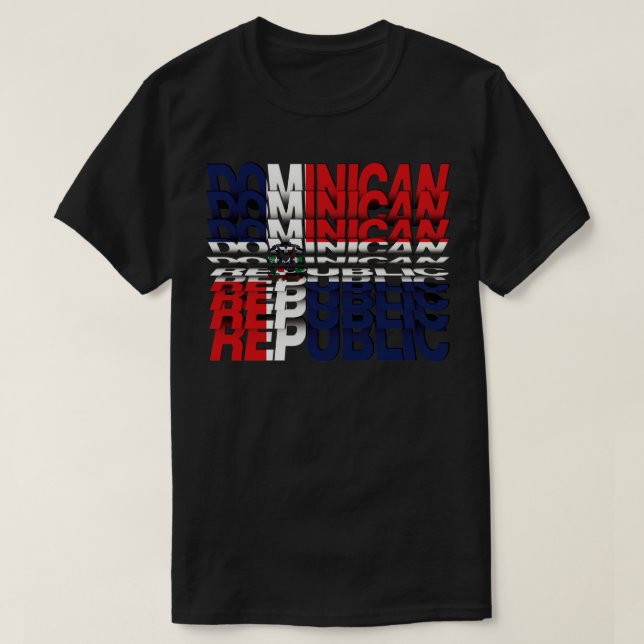 Dominican Republic Flag Flip Text effect T-Shirt (Design Front)