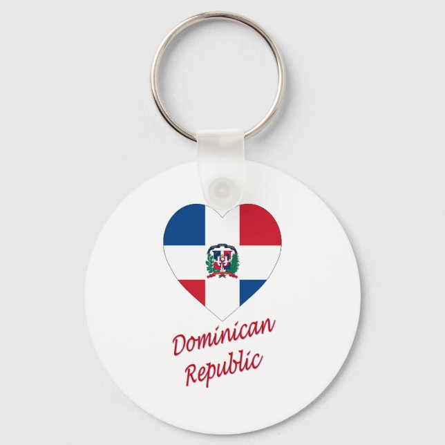 Dominican Republic Flag Heart with Name Key Ring (Front)