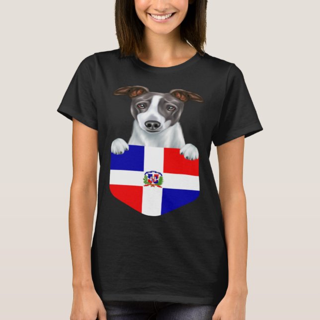 Dominican Republic Flag Italian Greyhound Dog In P T-Shirt (Front)