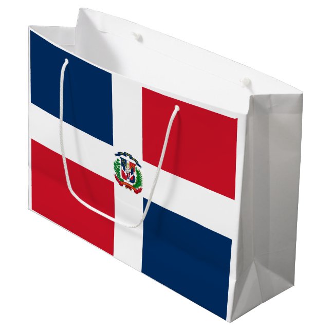 Dominican Republic Flag Large Gift Bag (Front Angled)