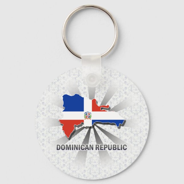 Dominican Republic Flag Map 2.0 Key Ring (Front)