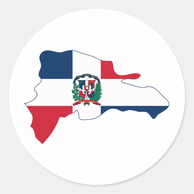 Dominican Republic Flag Map DO Classic Round Sticker (Front)