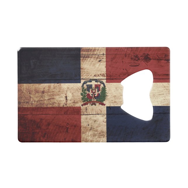 Dominican Republic Flag on Old Wood Grain (Front (Horizontal))
