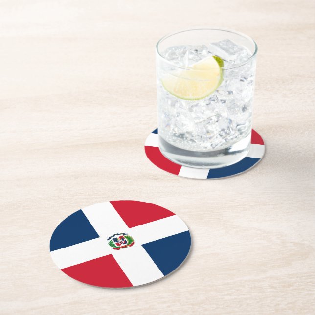 Dominican Republic flag Round Paper Coaster (Insitu)