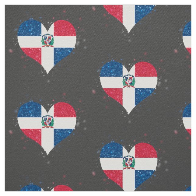 Dominican Republic Flag Shining Beautiful Fabric (Swatch)