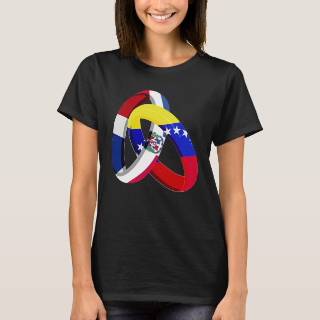 Dominican Republic Flag Venezuela Ring Marriage We T-Shirt (Front)