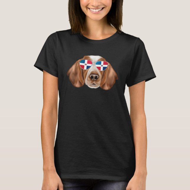 Dominican Republic Flag Welsh Springer Spaniel Dog T-Shirt (Front)