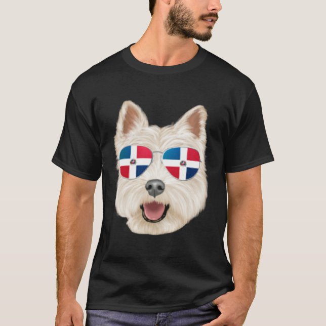 Dominican Republic Flag West Highland White Terrie T-Shirt (Front)