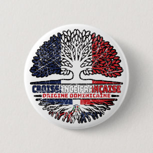 Dominican Republic French France Tree Roots Flag 6 Cm Round Badge