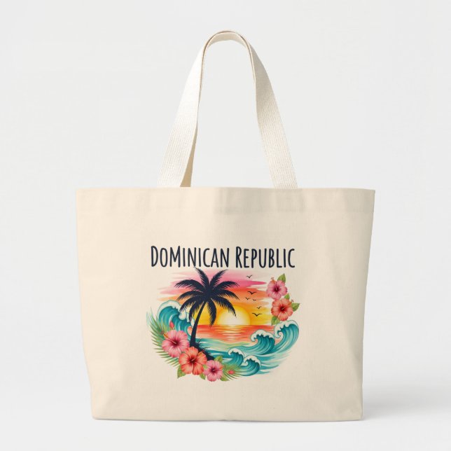 Dominican Republic Heavy-Duty Large Tote Bag (Front)