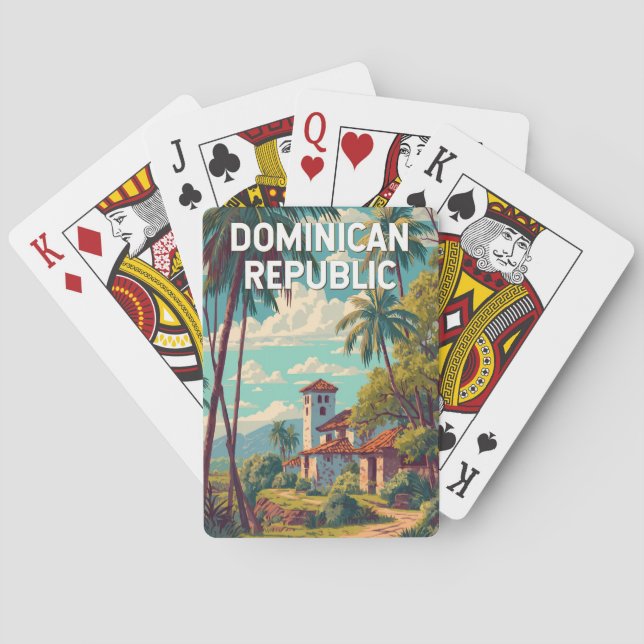 Dominican Republic Illustration Travel Art Vintage Playing Cards (Back)