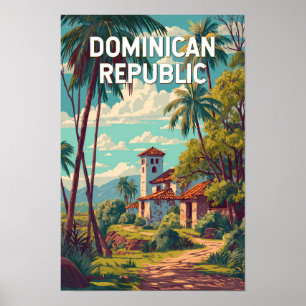 Dominican Republic Illustration Travel Art Vintage Poster