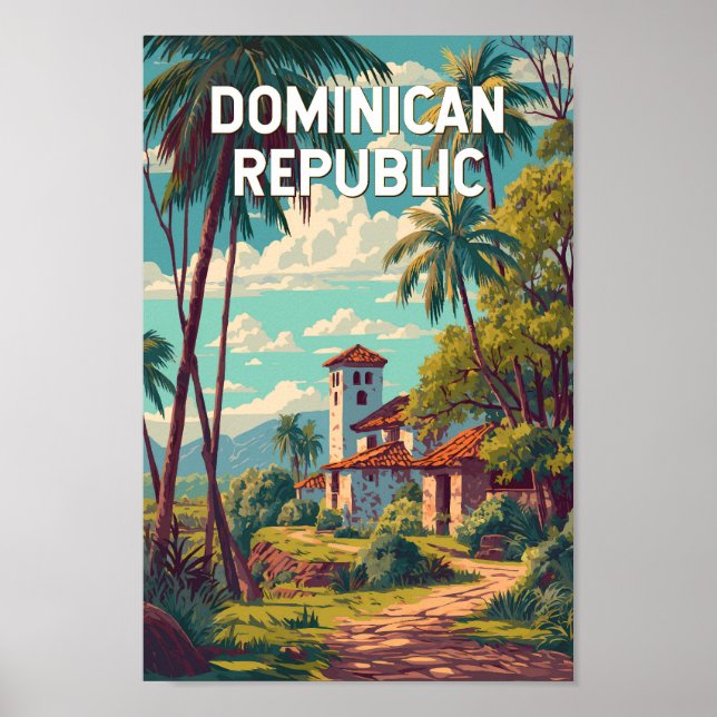 Dominican Republic Illustration Travel Art Vintage Poster (Front)
