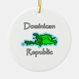 Dominican Republic Map Ceramic Tree Decoration