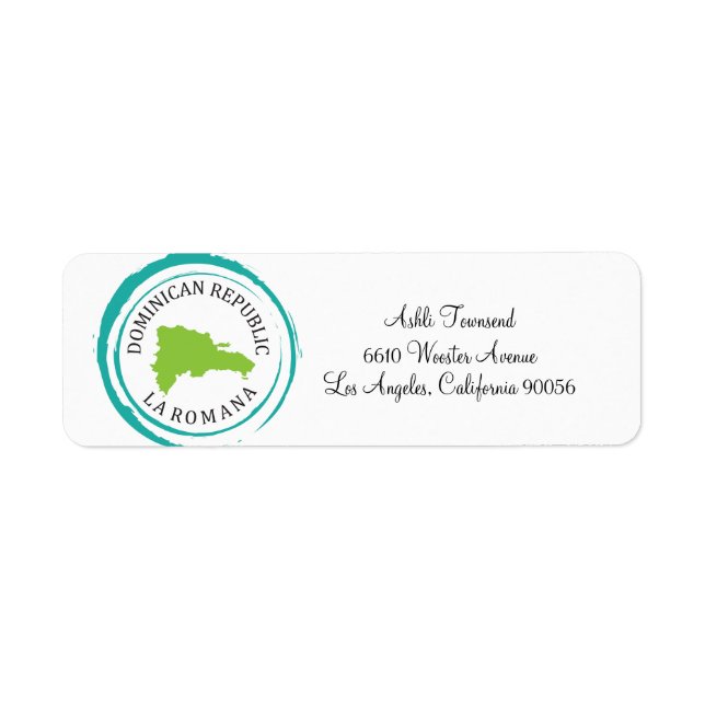 Dominican Republic Map & Customise Your Text Return Address Label (Front)