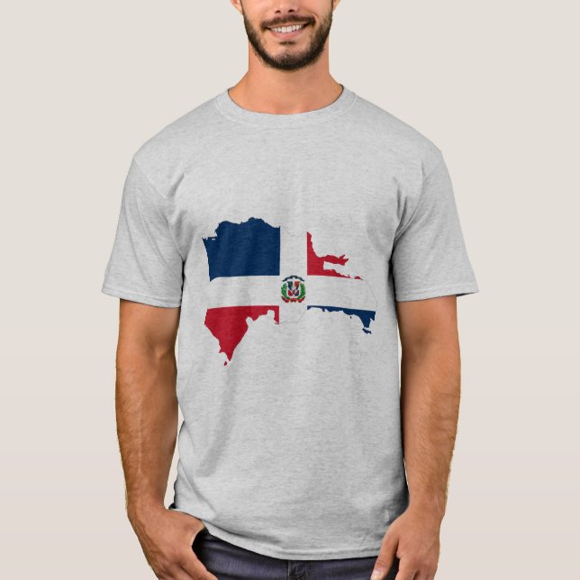Dominican Republic Map Flag T-Shirt (Front)