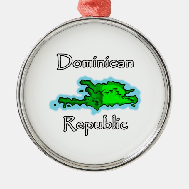 Dominican Republic Map Metal Tree Decoration (Front)