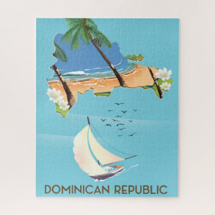 Dominican Republic map Yacht travel poster Jigsaw Puzzle